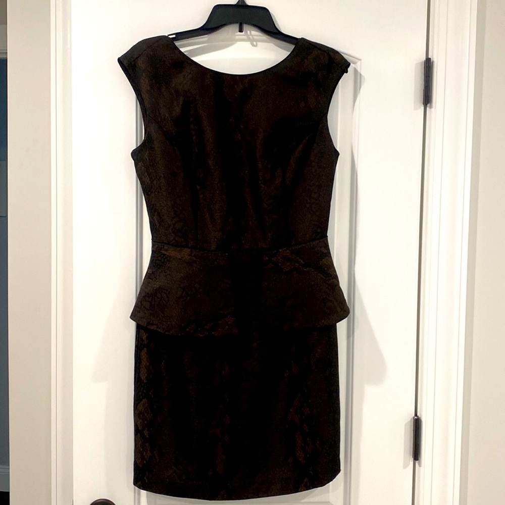 Brown/black Sleeveless Peplum Cocktail Dress